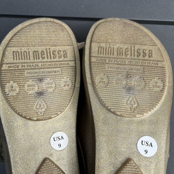 Mini Melissa Ultragirl II Gold Cat Mary Jane Flats Shoes Toddler Girls Size 9 - Picture 10 of 10